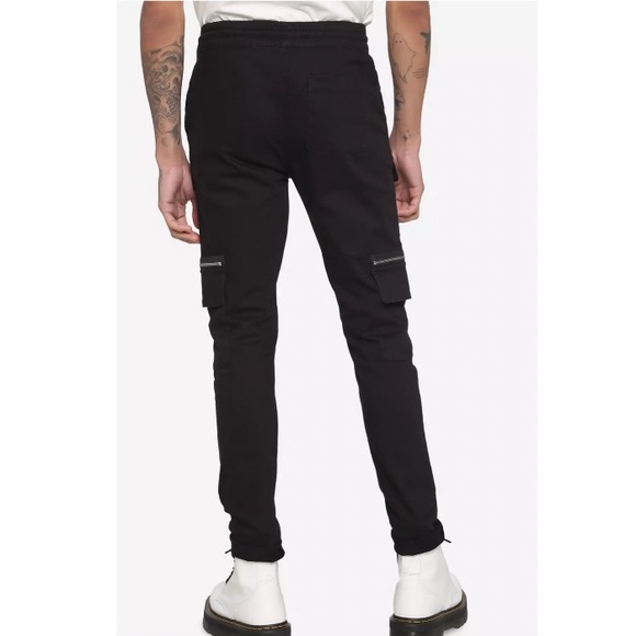 Men's Hot Topic Black Zipper Skinny Jogger Cargo Pants Goth Punk Large - Picture 2 of 8
